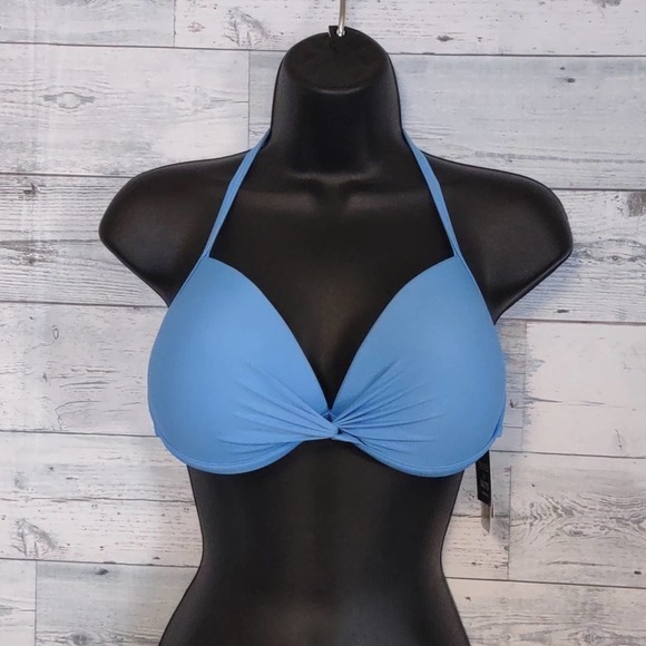 California Waves Twist Front Push Up Bikini Swim Top XL Blue - Picture 2 of 10